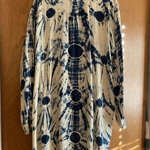 Blue Tie-Dye Midi Dress